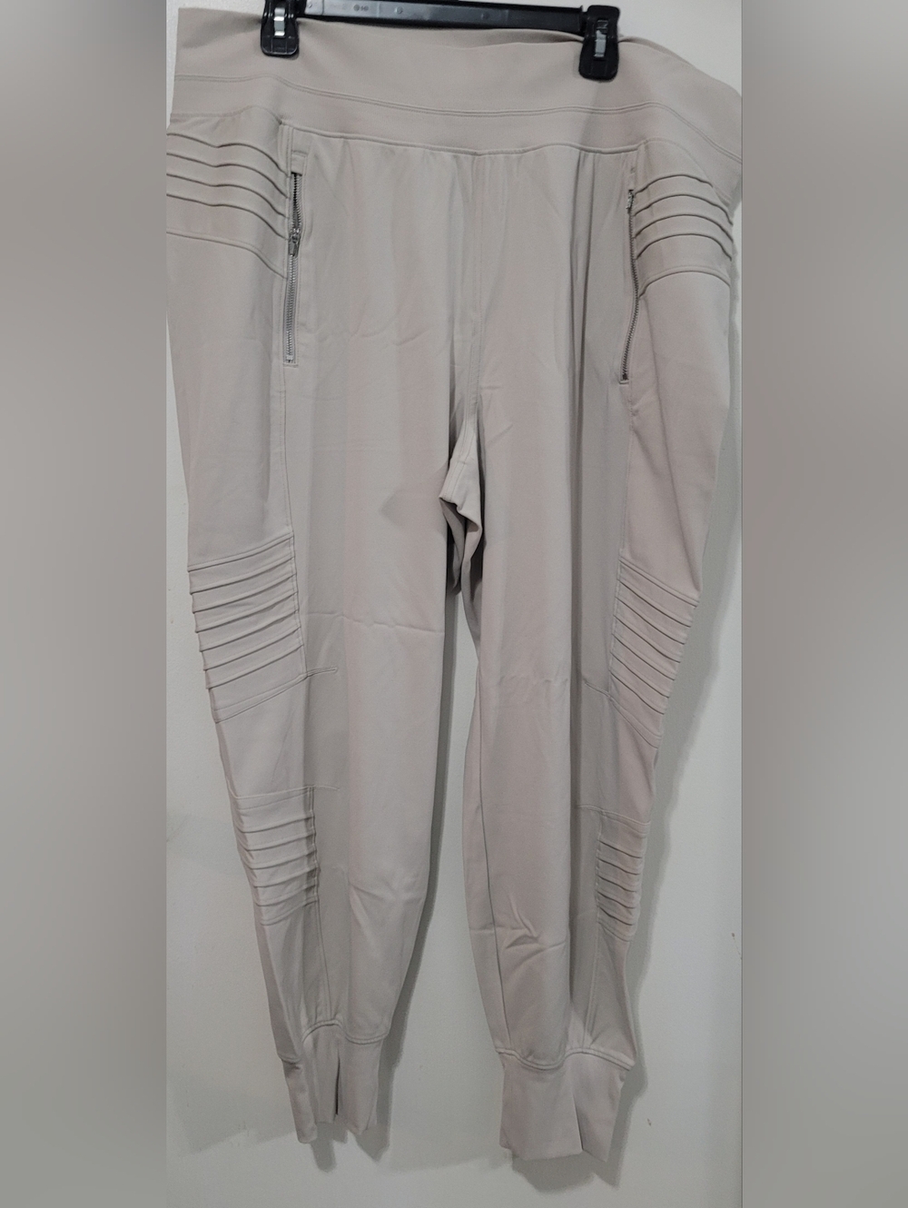 Athleta Light Beige Moto-Detail Joggers